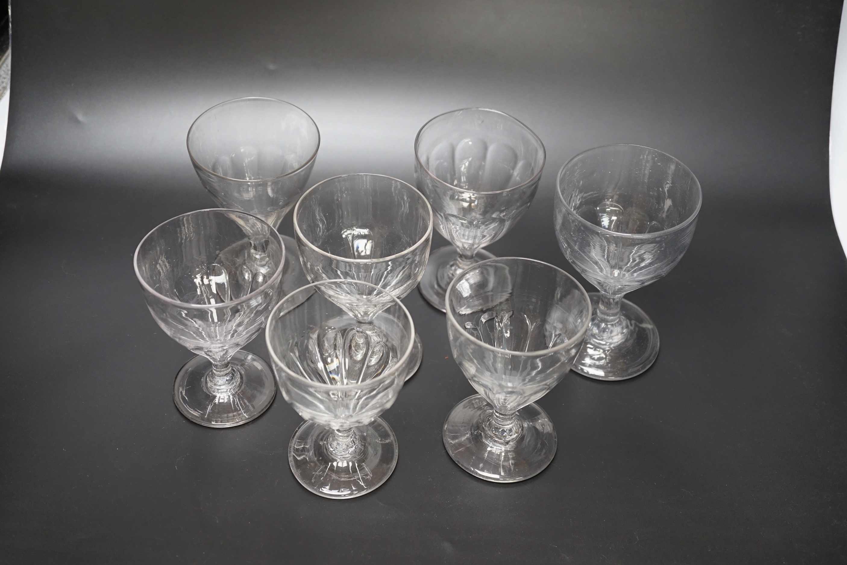 A group of seven Georgian wine glasses